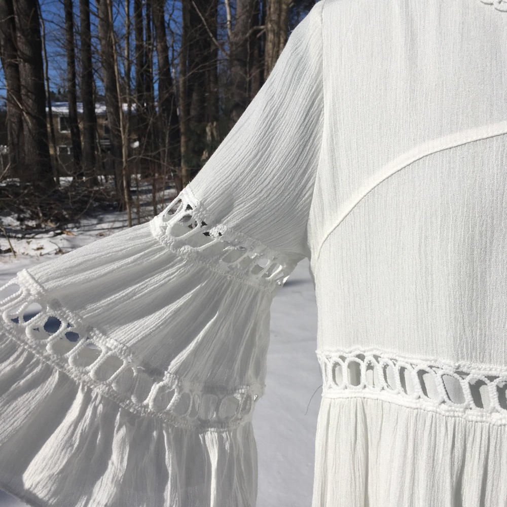 🌸Boho Crochet Lace Trim Babydoll Dress - Picture 3 of 8